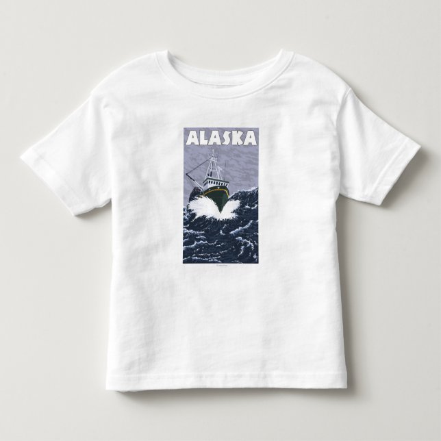 AlaskaCrab Boat Vintage Travel Poster Toddler T-shirt (Front)