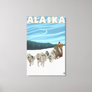 AlaskaDogsledding Vintage Travel Poster Canvas Print