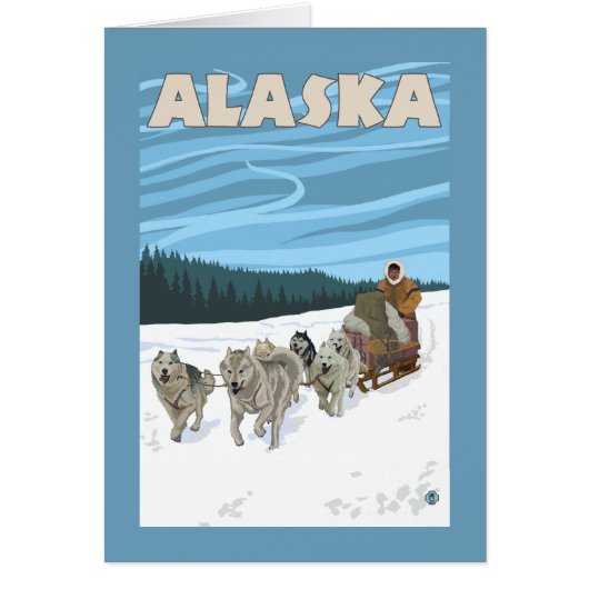 AlaskaDogsledding Vintage Travel Poster Cards (Front)