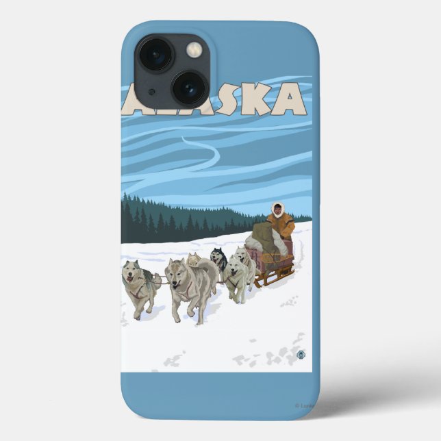 AlaskaDogsledding Vintage Travel Poster Case-Mate iPhone Case (Back)