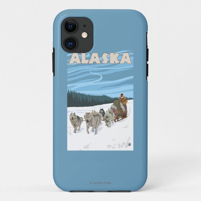 AlaskaDogsledding Vintage Travel Poster Case-Mate iPhone Case (Back)