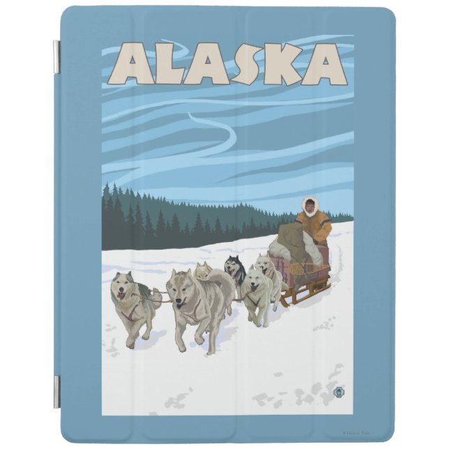 AlaskaDogsledding Vintage Travel Poster iPad Smart Cover (Front)
