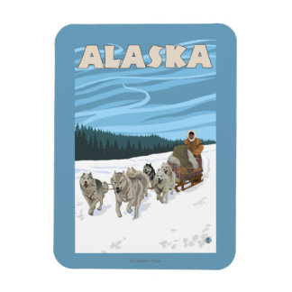 AlaskaDogsledding Vintage Travel Poster Magnet