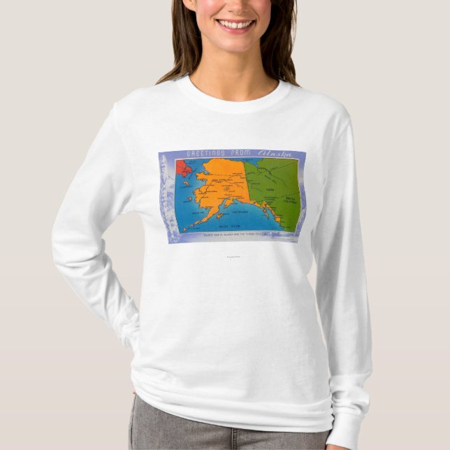 AlaskaGreetings From Alaska Map T-Shirt (Front)