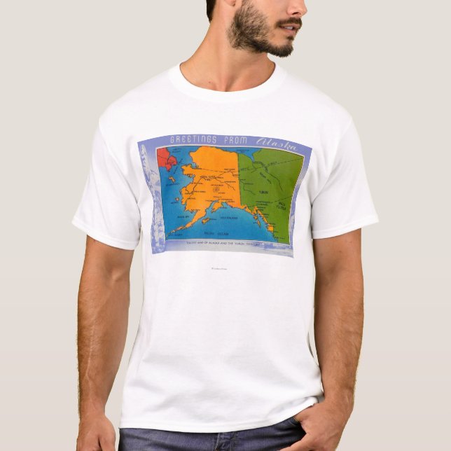 AlaskaGreetings From Alaska Map T-Shirt (Front)
