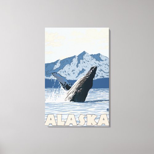 AlaskaHumpback Whale Vintage Travel Poster Canvas Print