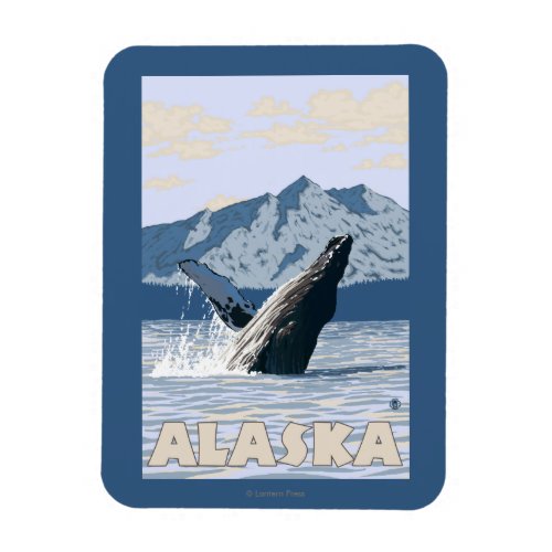 AlaskaHumpback Whale Vintage Travel Poster Magnet