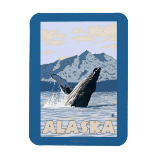 AlaskaHumpback Whale Vintage Travel Poster Magnet