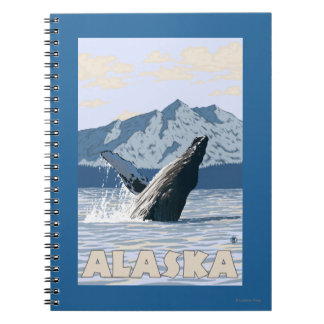 AlaskaHumpback Whale Vintage Travel Poster Notebook
