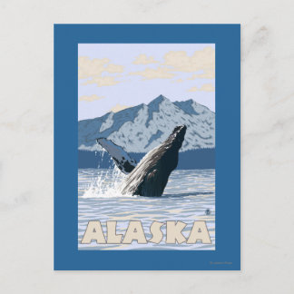 AlaskaHumpback Whale Vintage Travel Poster Postcard
