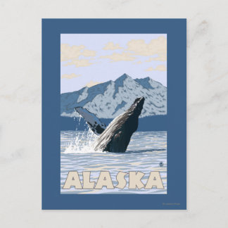 AlaskaHumpback Whale Vintage Travel Poster Postcard
