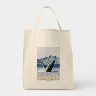 AlaskaHumpback Whale Vintage Travel Poster Tote Bag