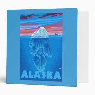 AlaskaIceberg Vintage Travel Poster 3 Ring Binder