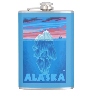 AlaskaIceberg Vintage Travel Poster Hip Flask