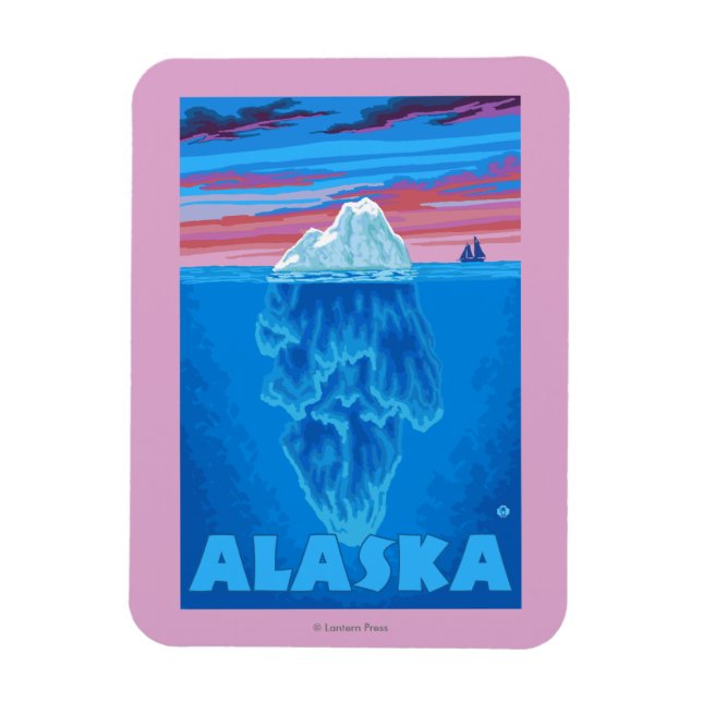 AlaskaIceberg Vintage Travel Poster Magnet (Vertical)
