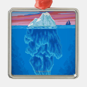 AlaskaIceberg Vintage Travel Poster Metal Ornament