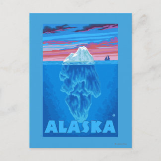 AlaskaIceberg Vintage Travel Poster Postcard