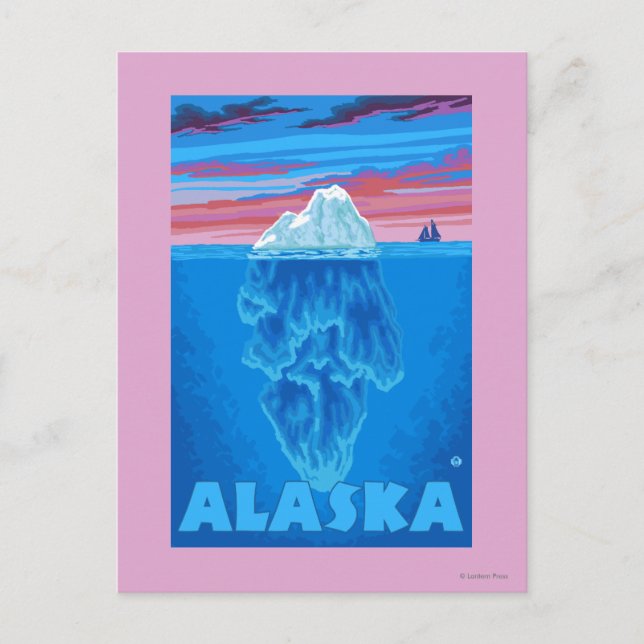 AlaskaIceberg Vintage Travel Poster Postcard (Front)