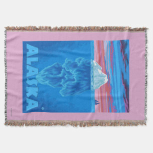 AlaskaIceberg Vintage Travel Poster Throw Blanket