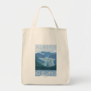 AlaskaLarge Glacier Scene Vintage Travel Tote Bag
