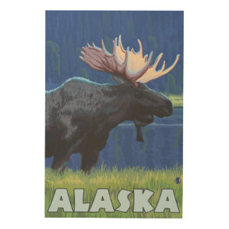 AlaskaMoonlight Moose Wood Wall Decor