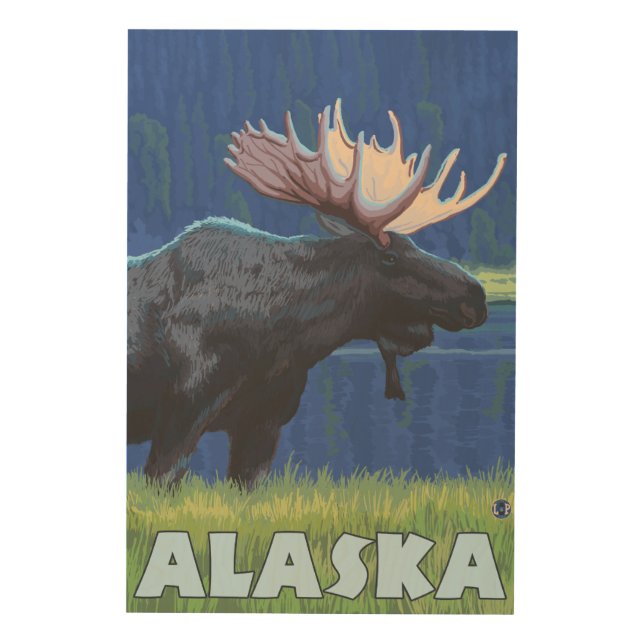 AlaskaMoonlight Moose Wood Wall Decor (Front)
