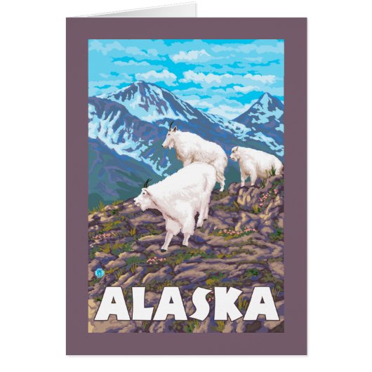AlaskaMountain Goats Vintage Travel Poster (Front)