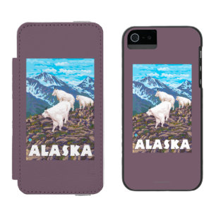 AlaskaMountain Goats Vintage Travel Poster Wallet Case For iPhone SE/5/5s
