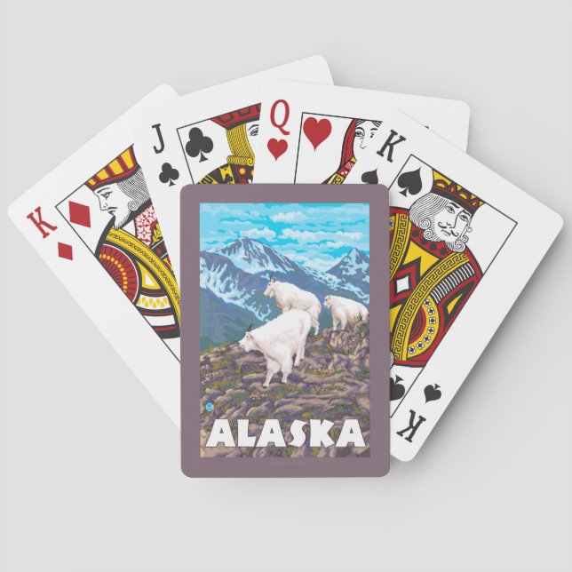 AlaskaMountain Goats Vintage Travel Poster Poker Cards (Back)