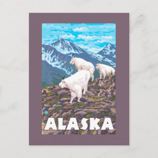 AlaskaMountain Goats Vintage Travel Poster Postcard