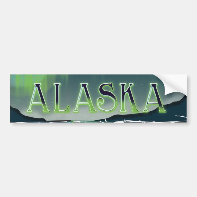 Alaskan Aurora Vintage Travel poster Bumper Sticker (Front)