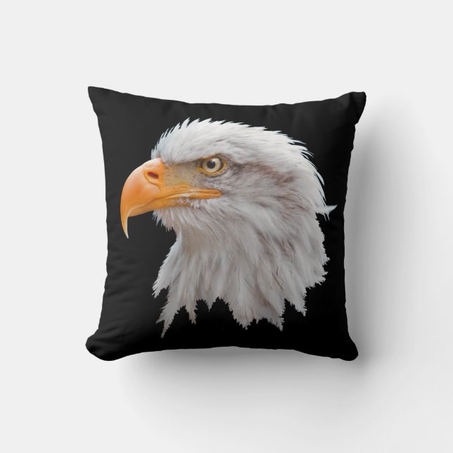 Alaskan Bald Eagle Pillow (Black) (Front)