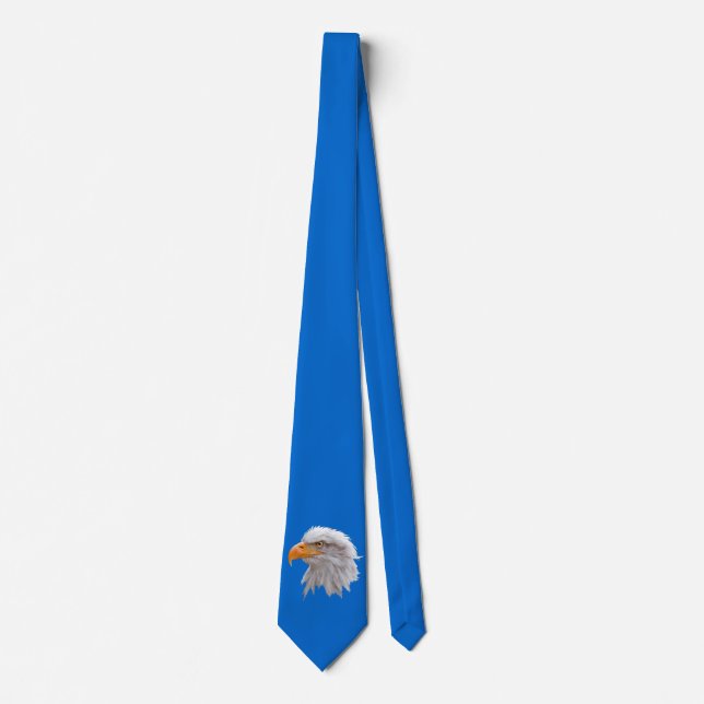 Alaskan Bald Eagle Tie Double Sided (Blue) (Front)