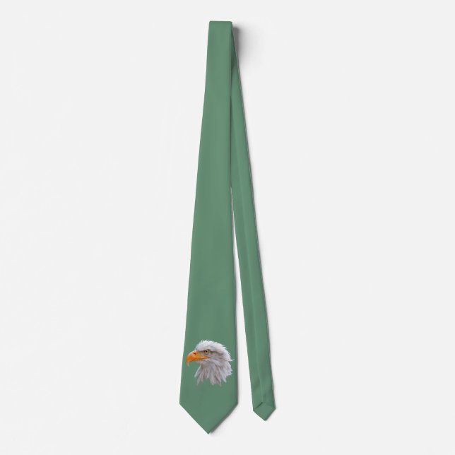 Alaskan Bald Eagle Tie Double Sided (Green) (Front)