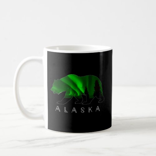 Alaskan Bear With Green Aurora Borealis Trees Coffee Mug