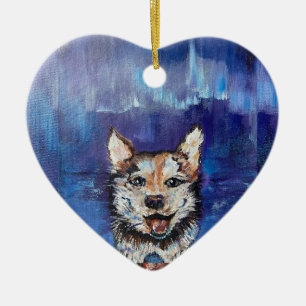 Alaskan Borealis Pup Ceramic Ornament