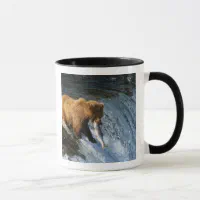 Mama Bear Outline Natural Brown 15 Ounce Glossy Porcelain Ceramic Coffee Mug