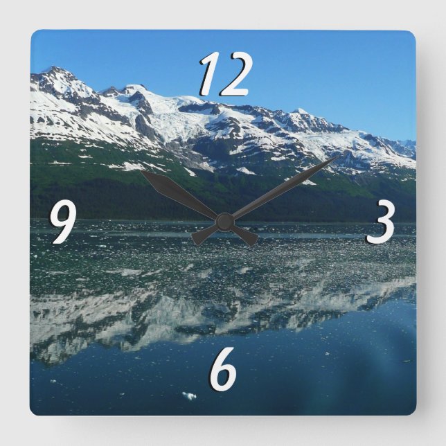 Alaskan Coastline Beautiful Nature Photography Square Wall Clock (Front)
