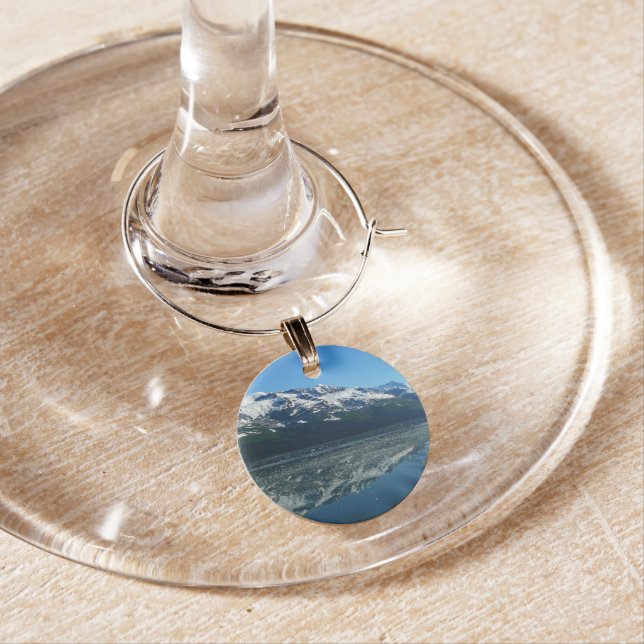 Alaskan Coastline Beautiful Nature Photography Wine Glass Charm (In Situ)