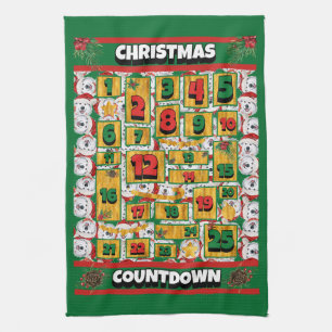 Alaskan Countdown Christmas Advent Calendar Dog Kitchen Towel