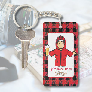 Alaskan Cruise Male Cartoon Funny Snow Saying Keychain