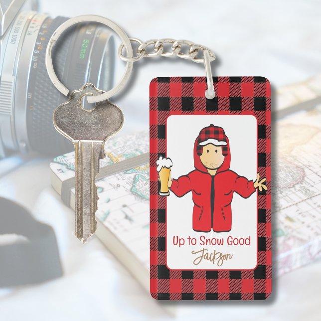 Alaskan Cruise Male Cartoon Funny Snow Saying  Keychain (Creator Uploaded)