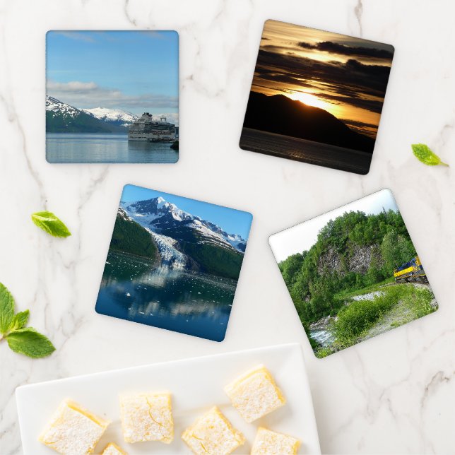Alaskan Cruise Vacation Travel Photography Coaster Set (In Situ)