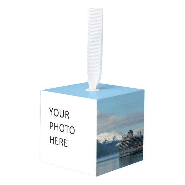 Alaskan Cruise Vacation Travel Photography Cube Ornament (Front Angled)