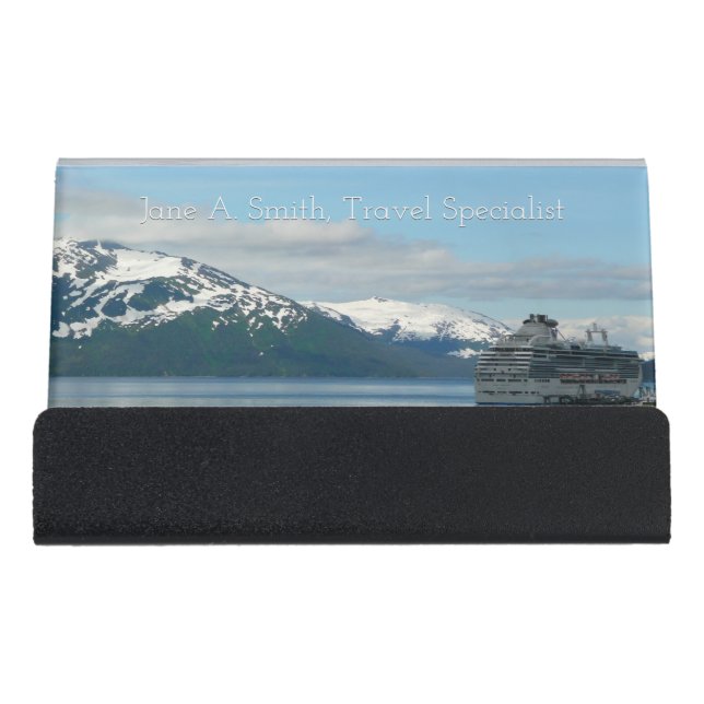 Alaskan Cruise Vacation Travel Photography Desk Business Card Holder (Front)