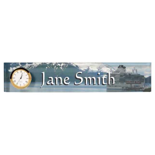 Alaskan Cruise Vacation Travel Photography Desk Name Plate (Front)
