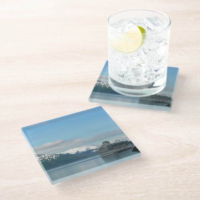 Alaskan Cruise Vacation Travel Photography Glass Coaster (Angled)