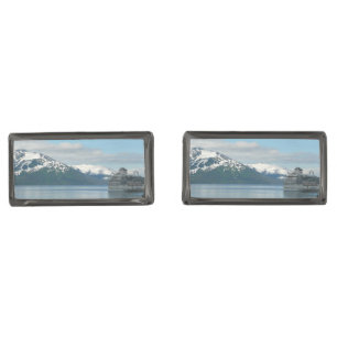 Alaskan Cruise Vacation Travel Photography Gunmetal Finish Cufflinks