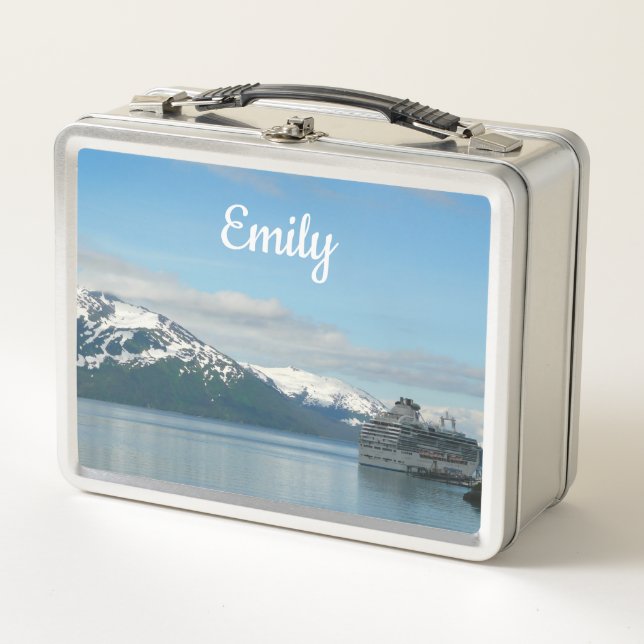 Alaskan Cruise Vacation Travel Photography Metal Lunch Box (Front)