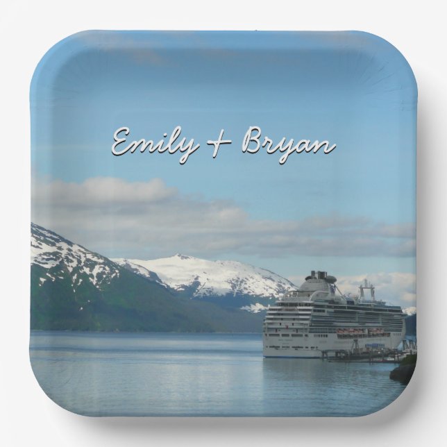 Alaskan Cruise Vacation Travel Photography Paper Plates (Front)